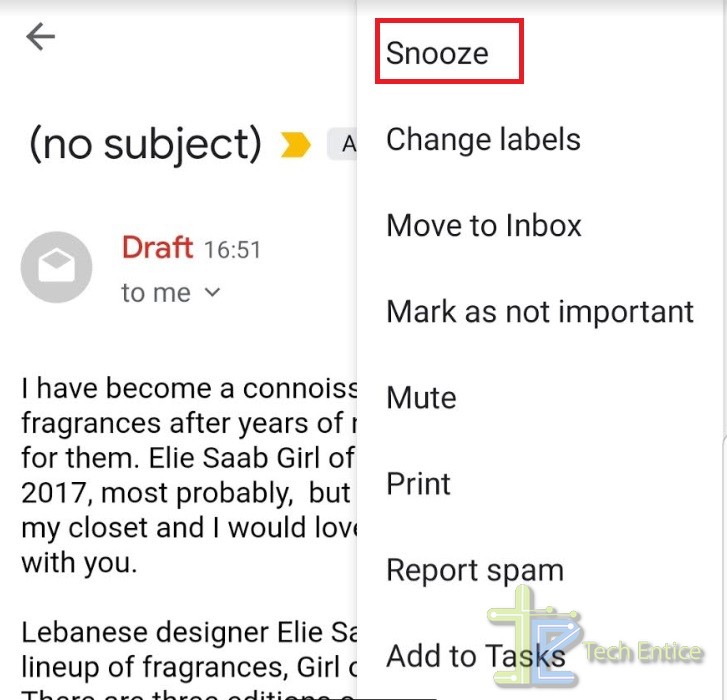 gmail snooze sent email