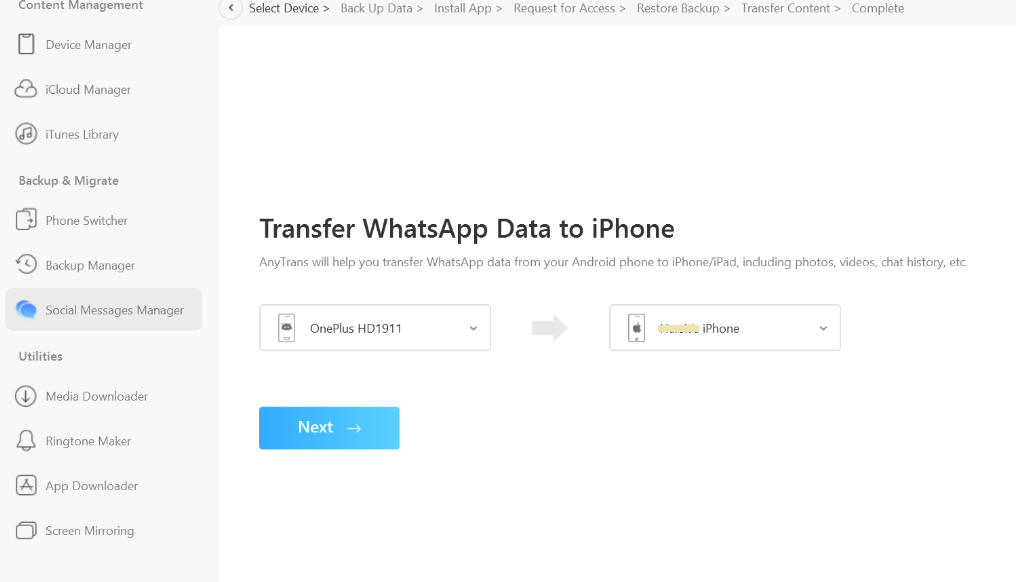 How To Transfer WhatsApp Messages From Android To iPhone Using AnyTrans