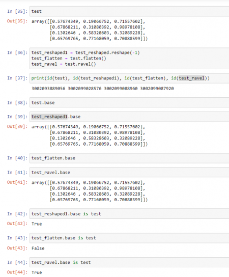 NumPy: Difference between reshape(), flatten(), ravel()