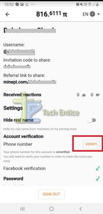 Phone Number Verification on Pi Network