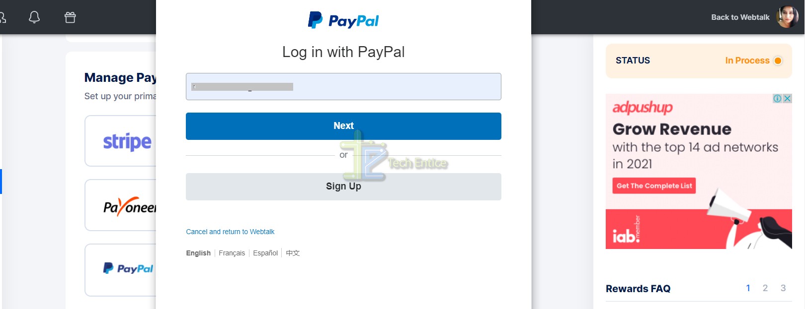 How To Link Your PayPal account To Webtalk Account?