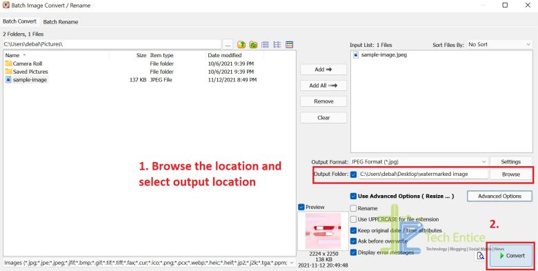 How To Insert Watermark On Images In Batch? | TechEntice