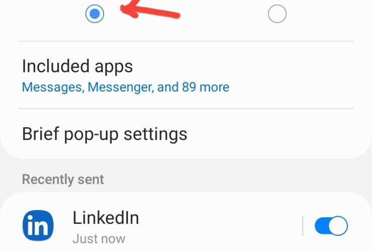 ou can change the visibility of the app notifications from detailed view to Brief view. This won't stop any notifications, but the view will be shortened.