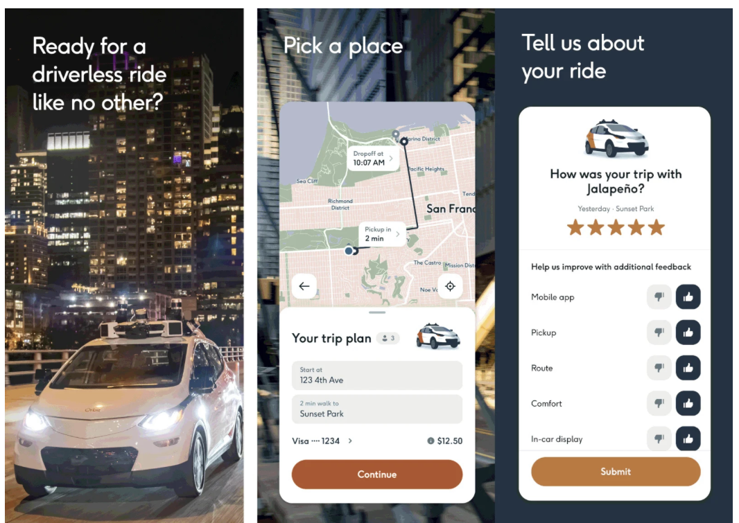 Cruise launching a taxi app for its self driven cars