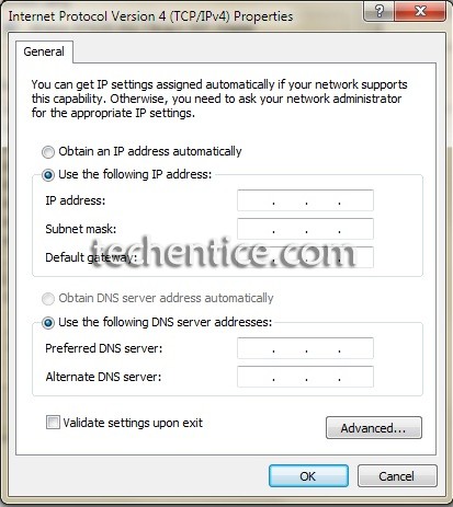 Enter IP etc values