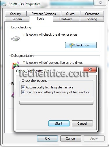 Run Disk Check on Windows 7